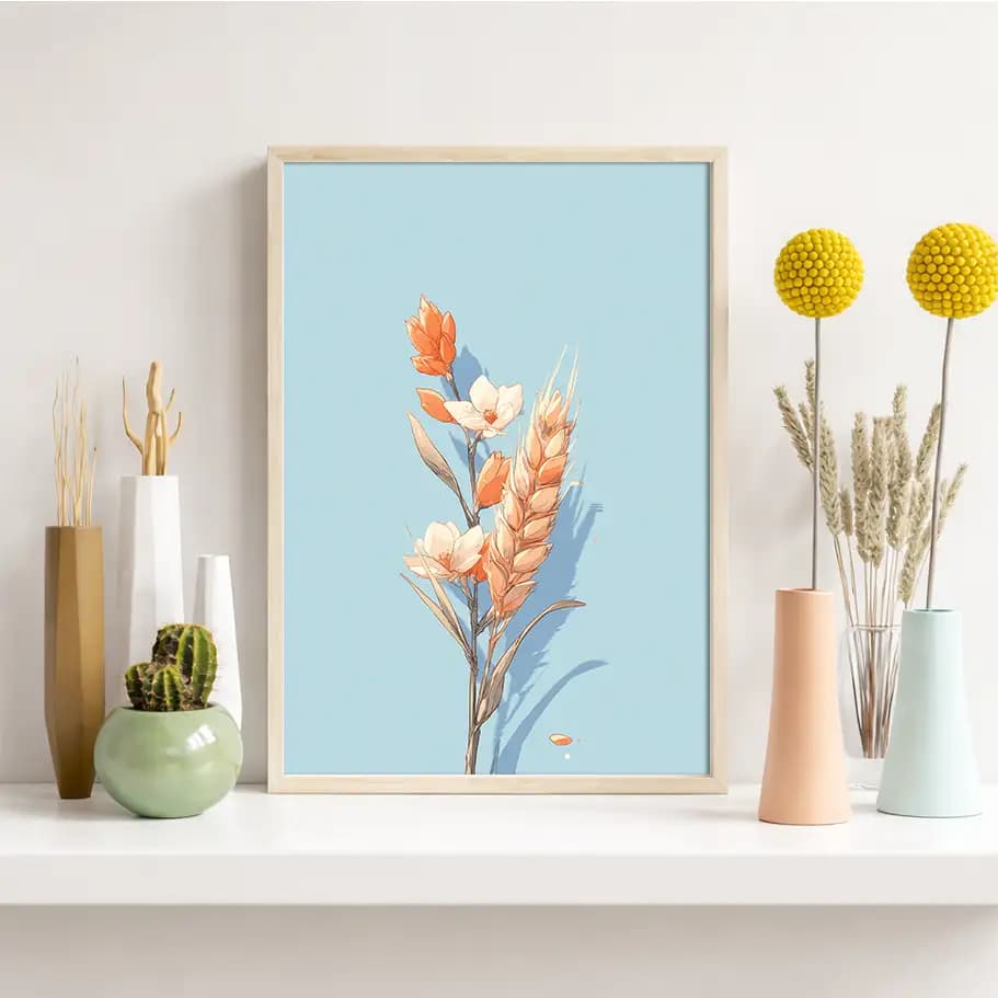 Başak (Virgo) Burç Posteri – Modern Minimal Çiçek & Başak Tasarım