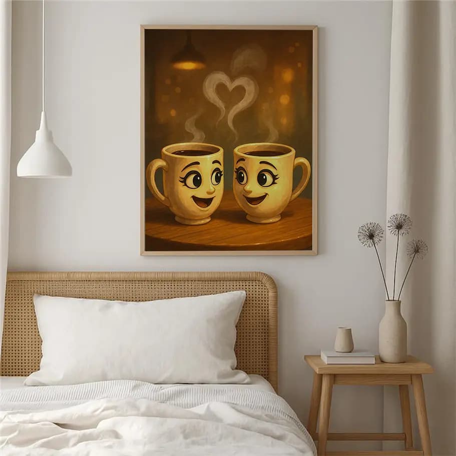 Kalp Buharlı Sevimli Fincan Çifti