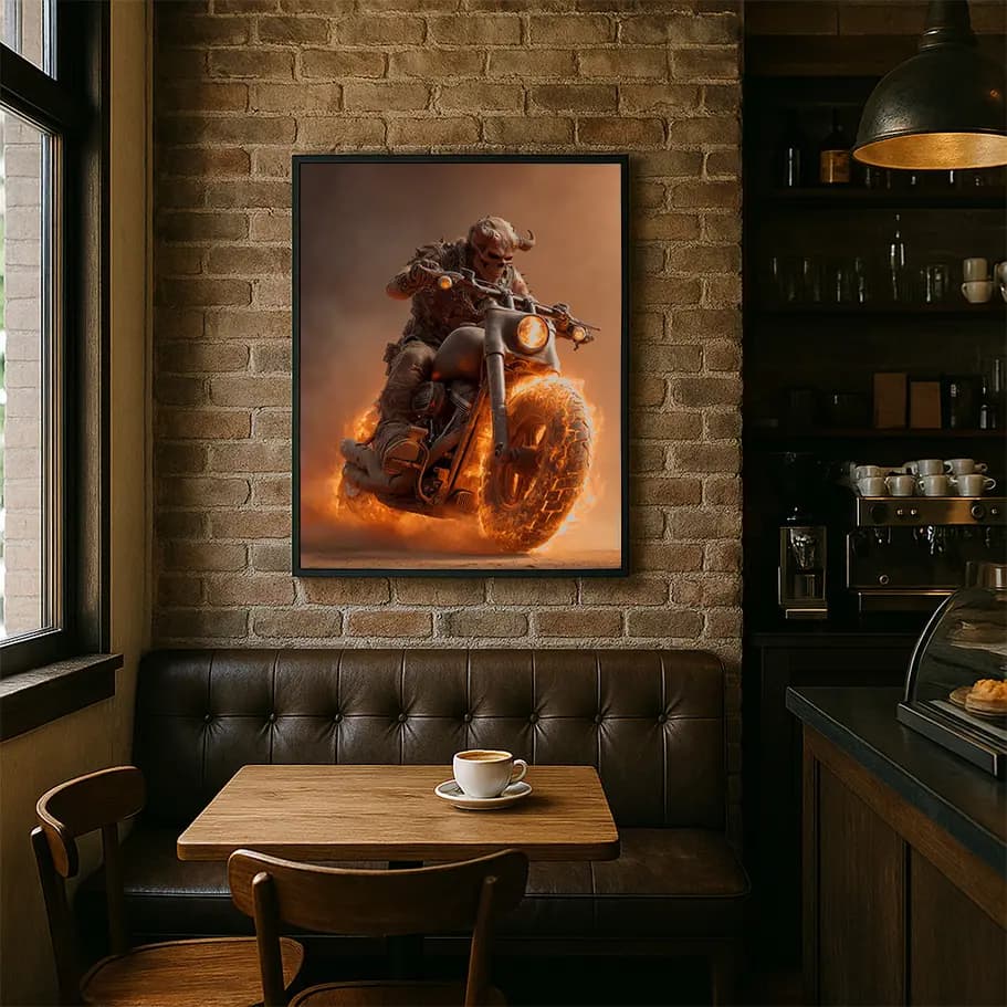Ateşli Motosiklet ve İblis Biker Posteri