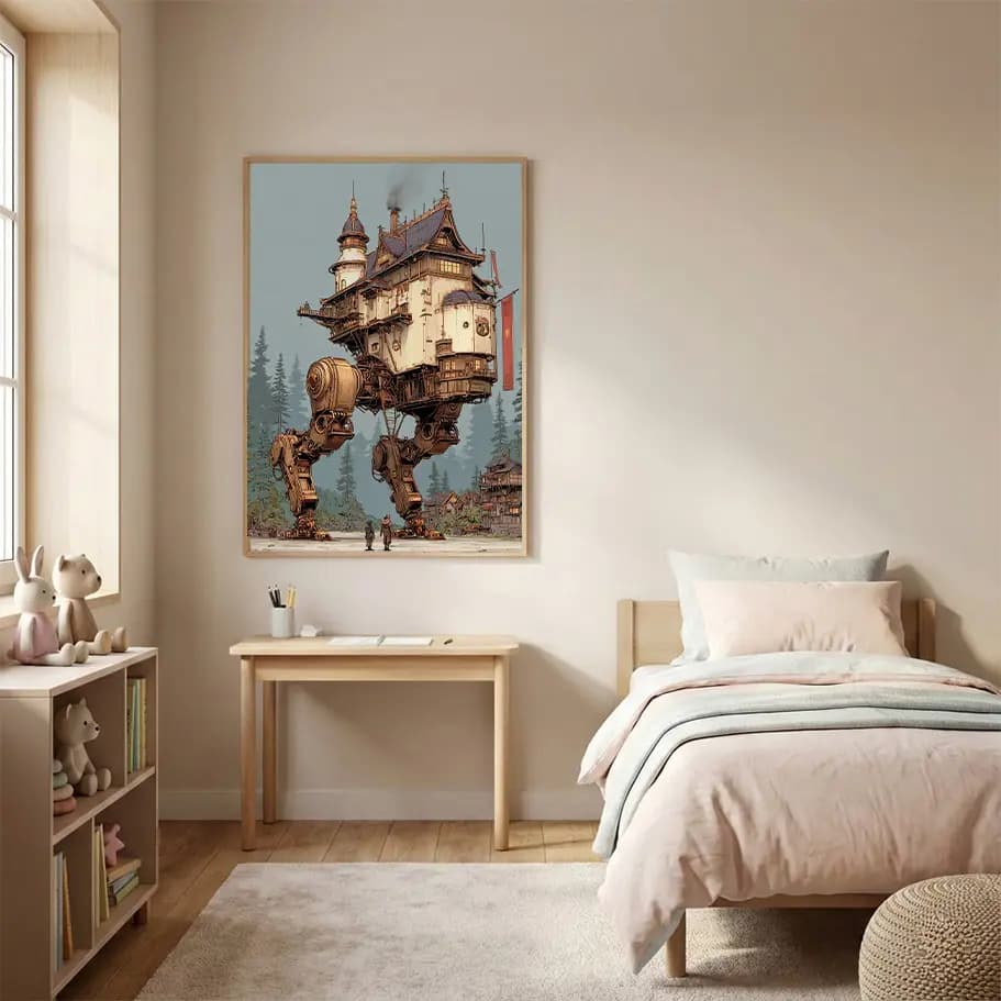 Steampunk Yürüyen Ev İllüstrasyonu