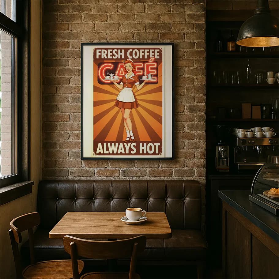 Fresh Coffee Café Retro Posteri