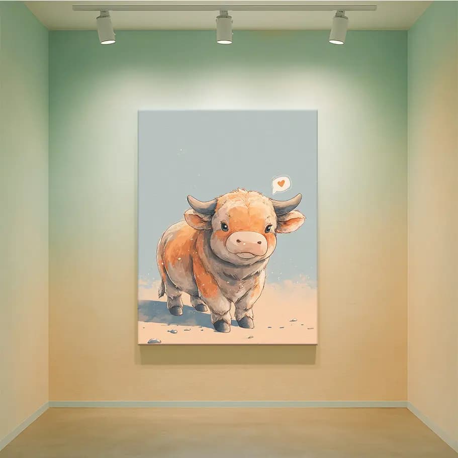 Boğa Burcu Poster – Sevimli Boğa İllüstrasyon | Astroloji Duvar Dekoru