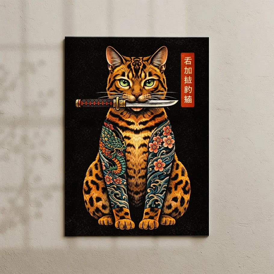 Katana’lı Dövmeli Kedi Posteri