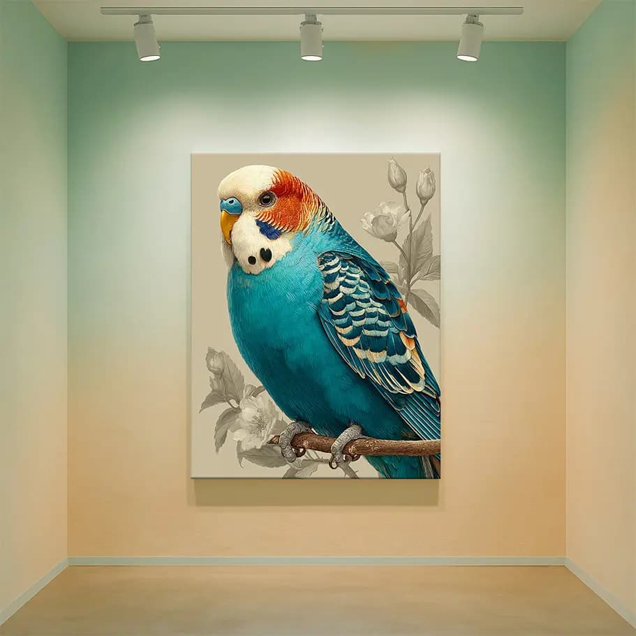 Muhabbet Kuşu Poster – Vintage Botanik Kuş Duvar Tablosu