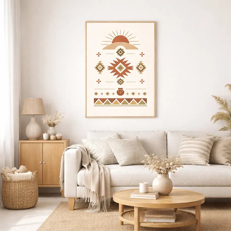 Boho Kilim Motifli Güneş Poster