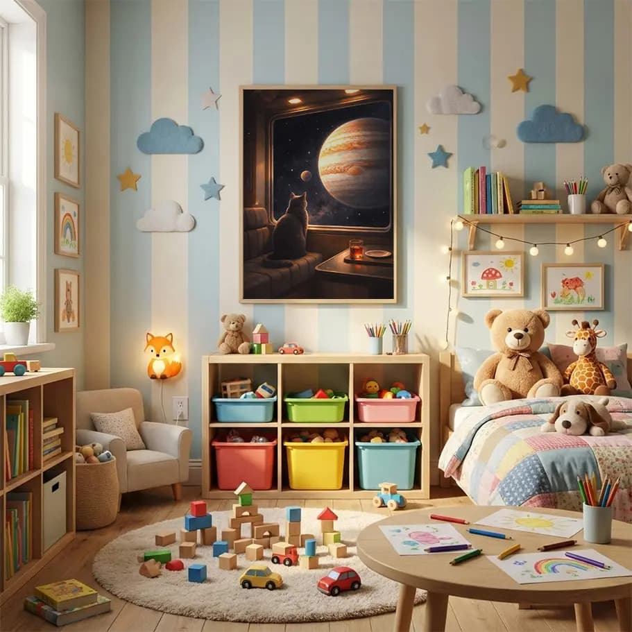 Uzay Temalı Kedi Posteri