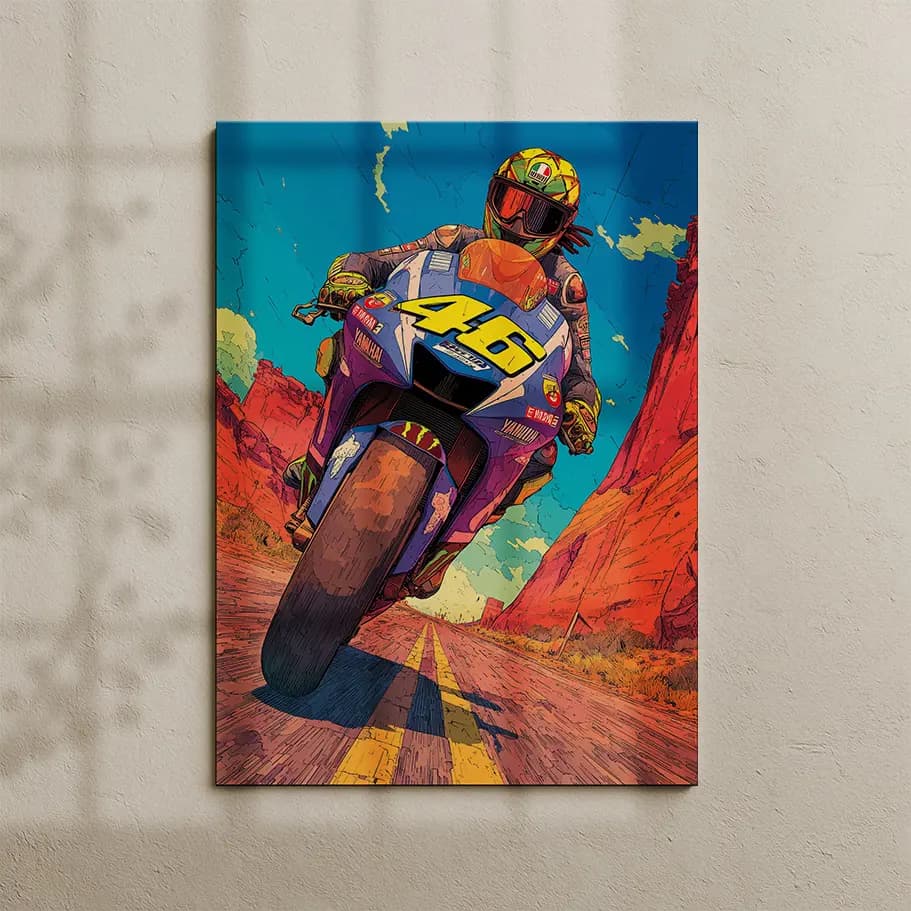 46 Numaralı Yarış Motosikleti Posteri-