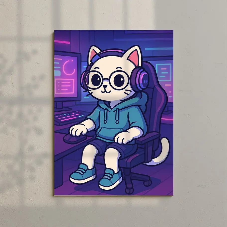 Sevimli Gamer Kedi Posteri