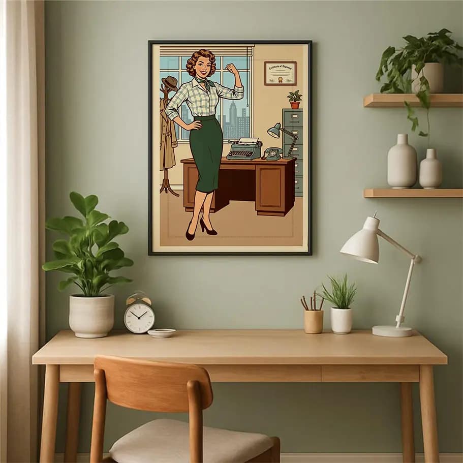 Retro Ofis Kadını Posteri