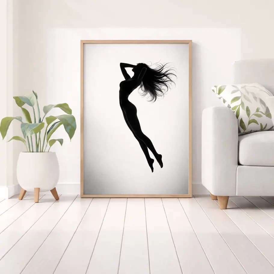 Siyah Beyaz Kadın Silüet Posteri