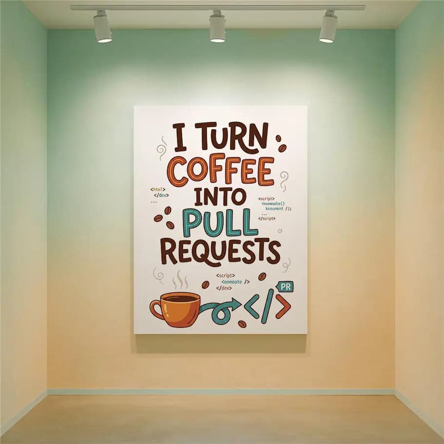 Yazılımcı Kahve ve Kodlama Temalı Poster