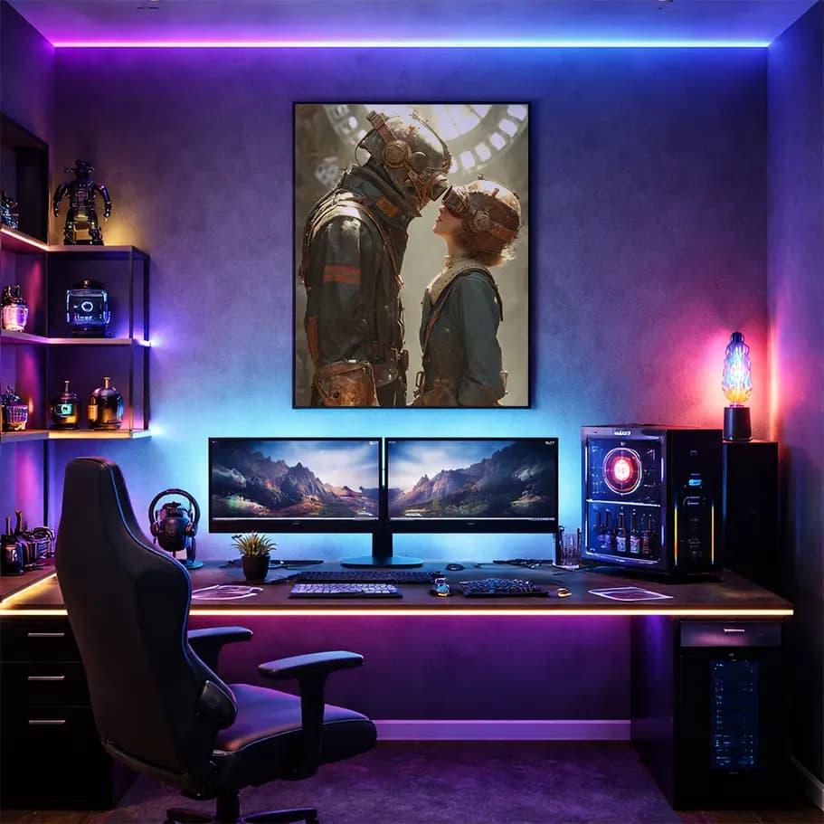 Steampunk Sevgili İllüstrasyon Poster