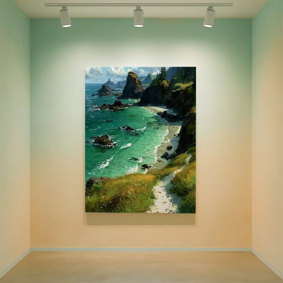 Turkuaz Deniz Kayalık Sahil Posteri