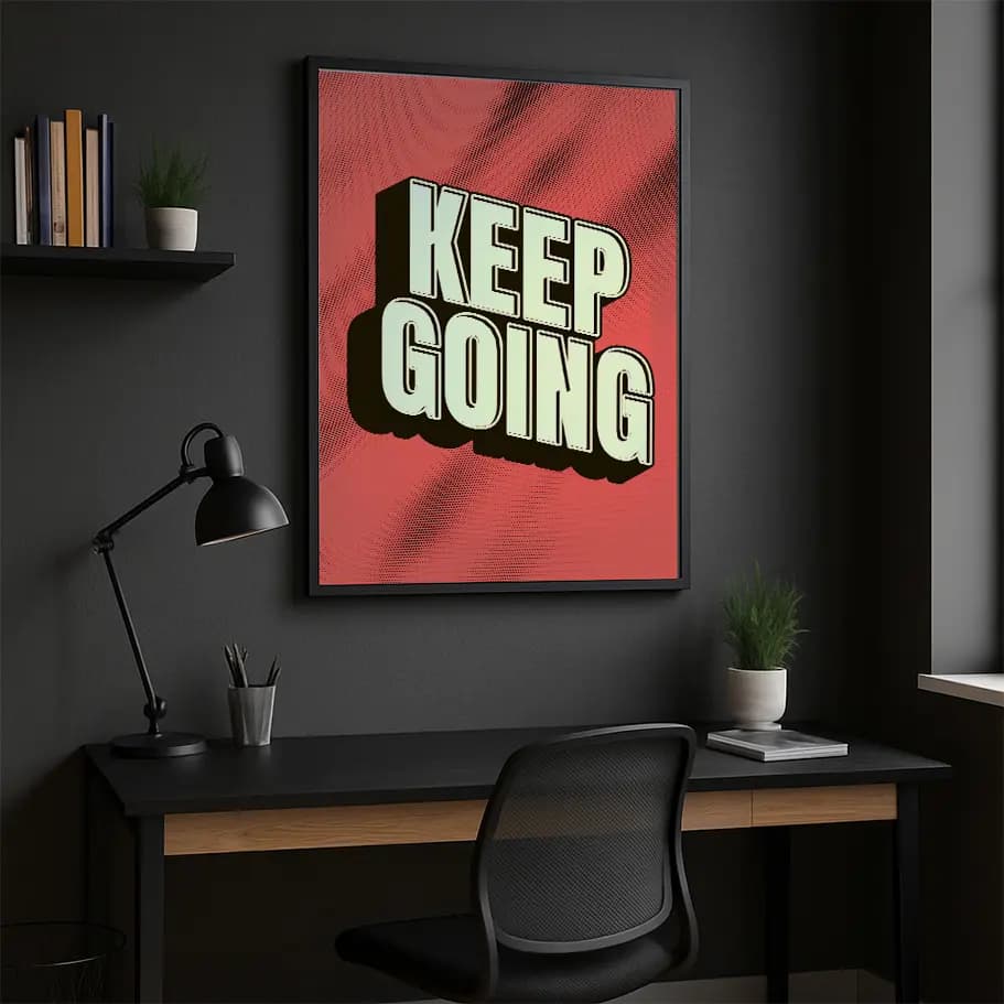 Keep Going Retro Motivasyon Tipografi Poster