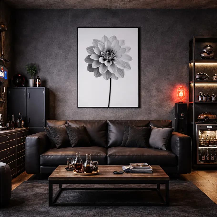 Siyah Beyaz Çiçek Tablo Posteri