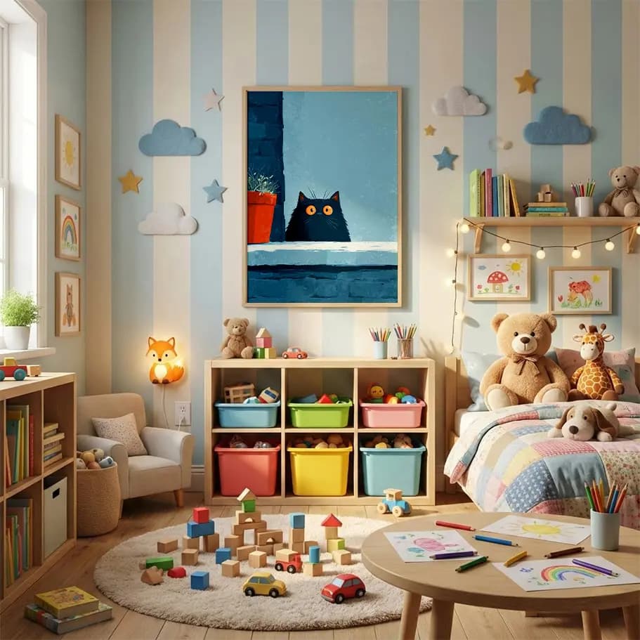 Minimalist Siyah Kedi Posteri 