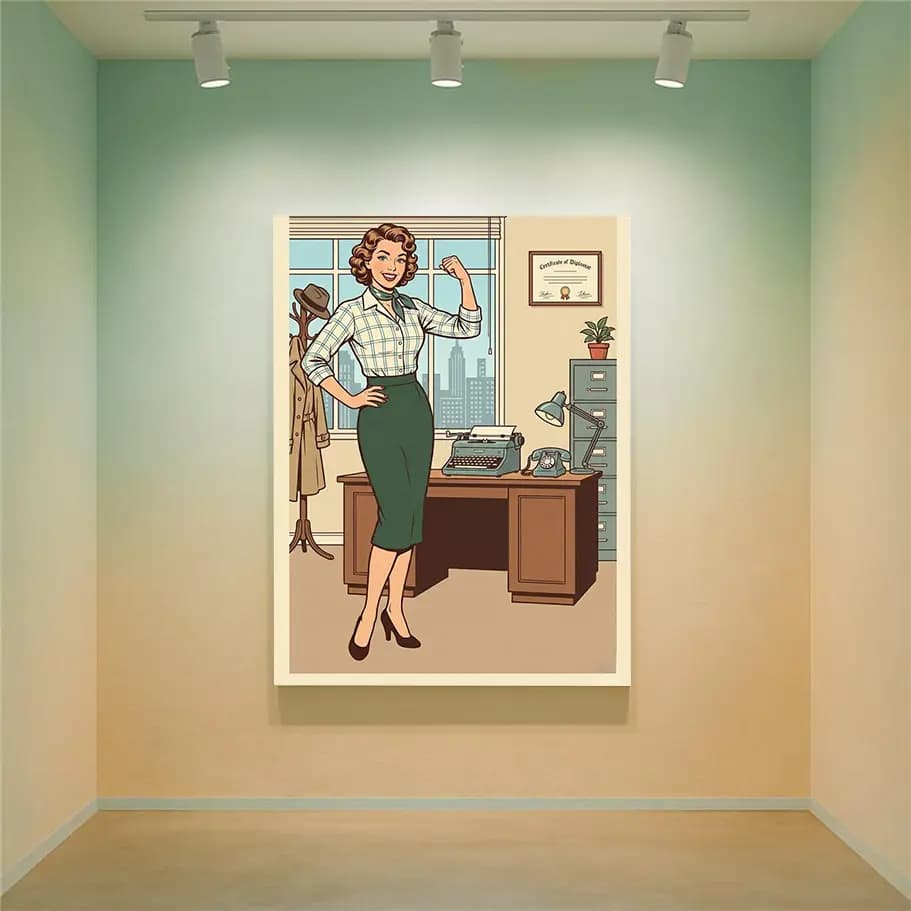 Retro Ofis Kadını Posteri