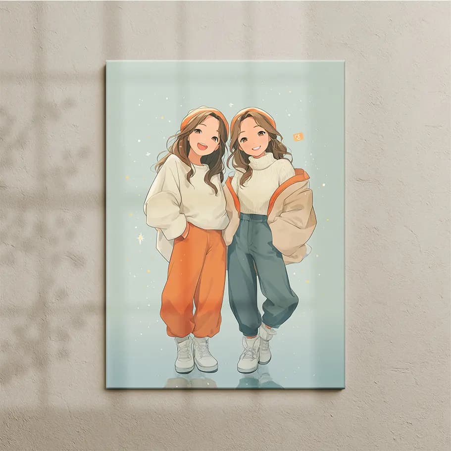 İkizler Burcu Poster Tasarımı | Modern İllüstrasyon Duvar Dekoru