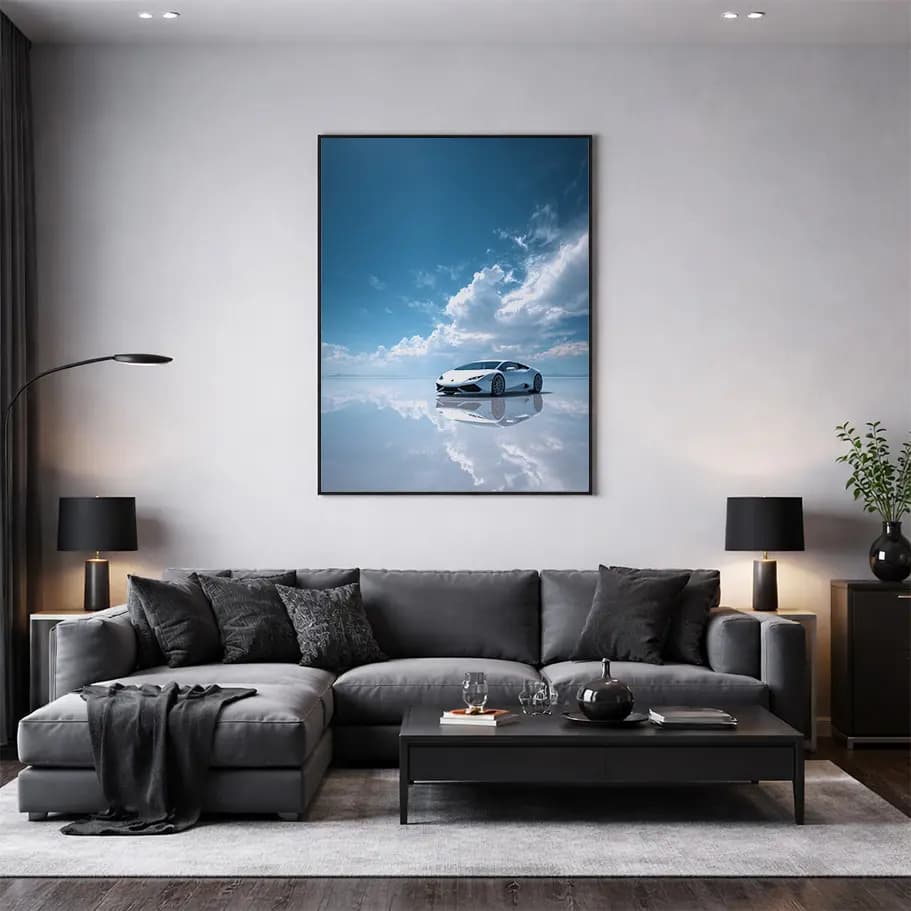 Beyaz Süper Spor Araba Poster