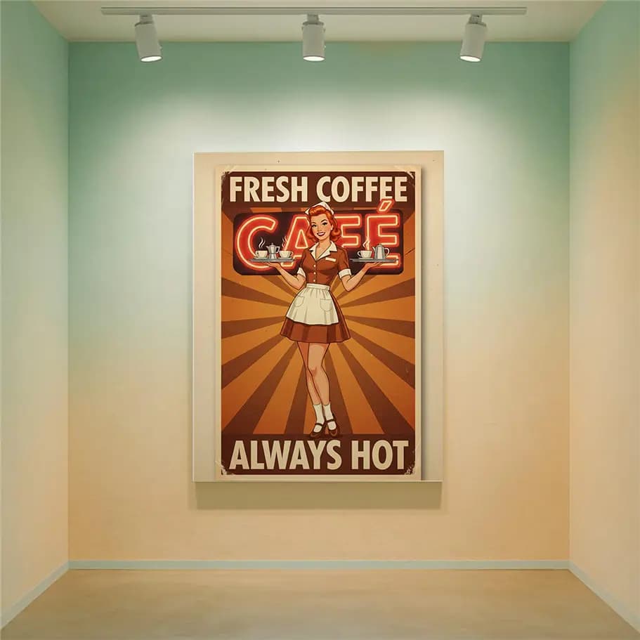 Fresh Coffee Café Retro Posteri