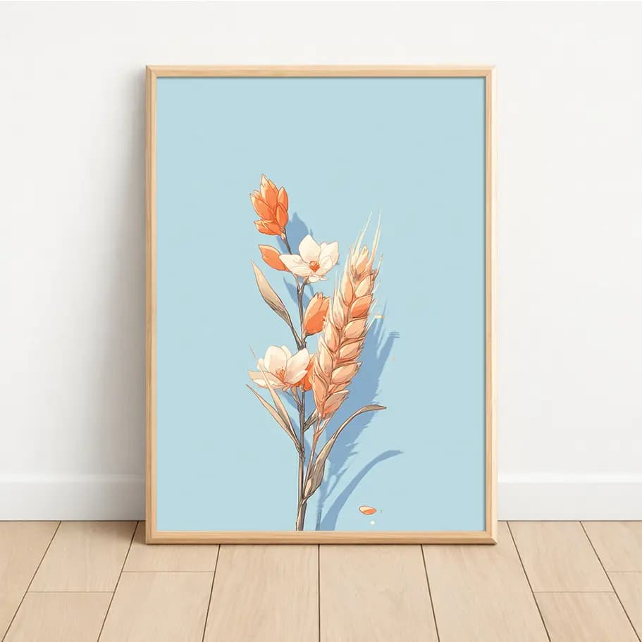 Başak (Virgo) Burç Posteri – Modern Minimal Çiçek & Başak Tasarım