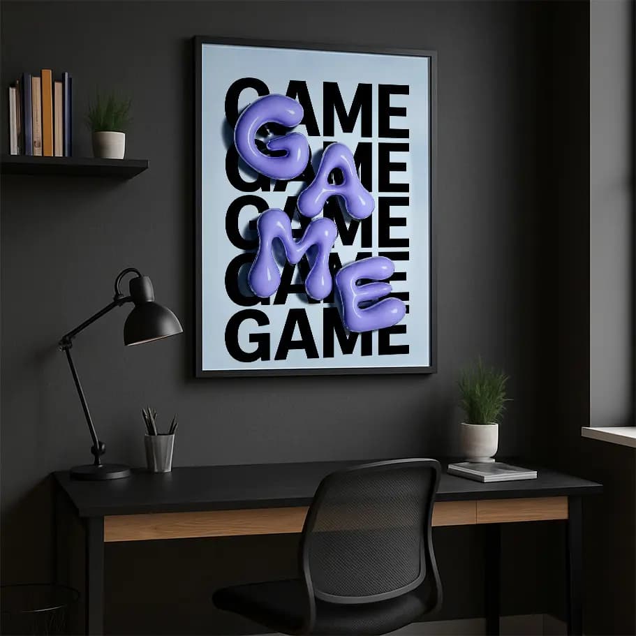 Game 3D Tipografi Modern Poster