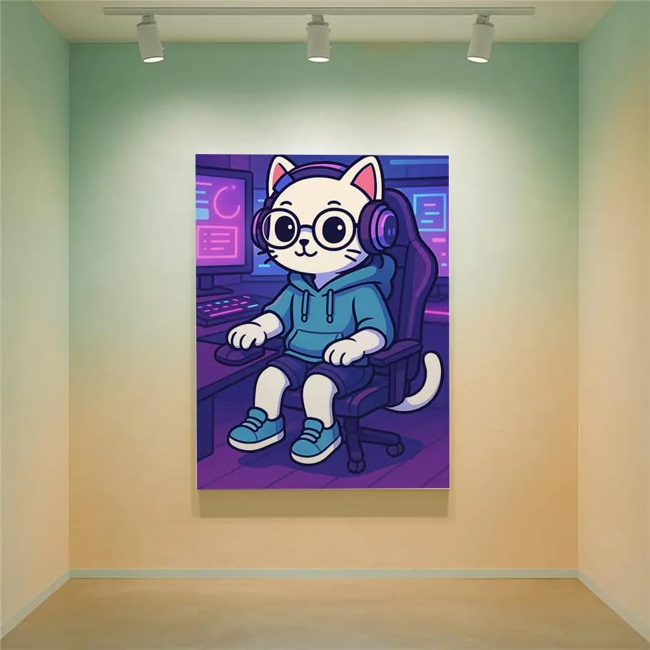 Sevimli Gamer Kedi Posteri