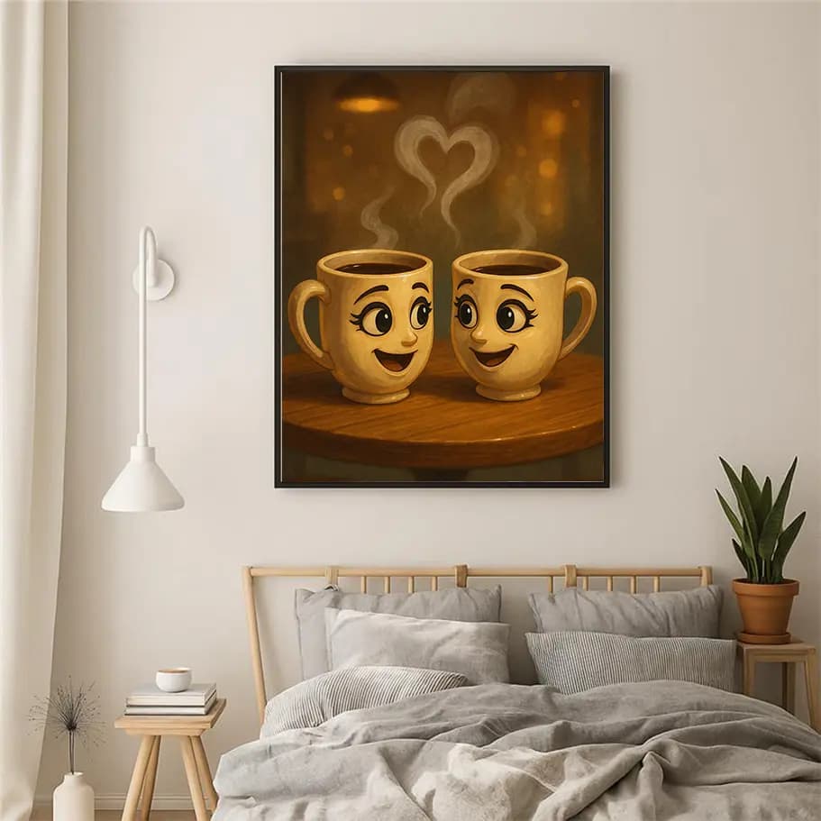 Kalp Buharlı Sevimli Fincan Çifti