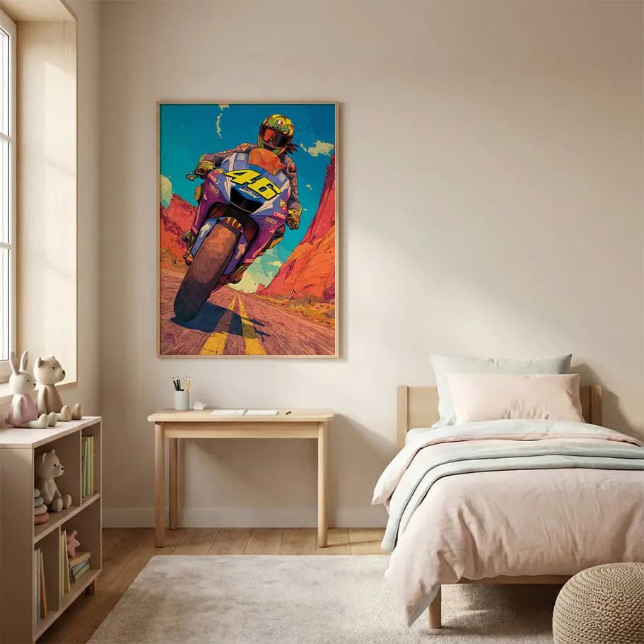 46 Numaralı Yarış Motosikleti Posteri-