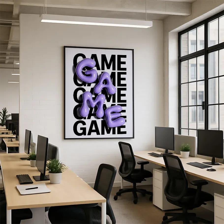 Game 3D Tipografi Modern Poster
