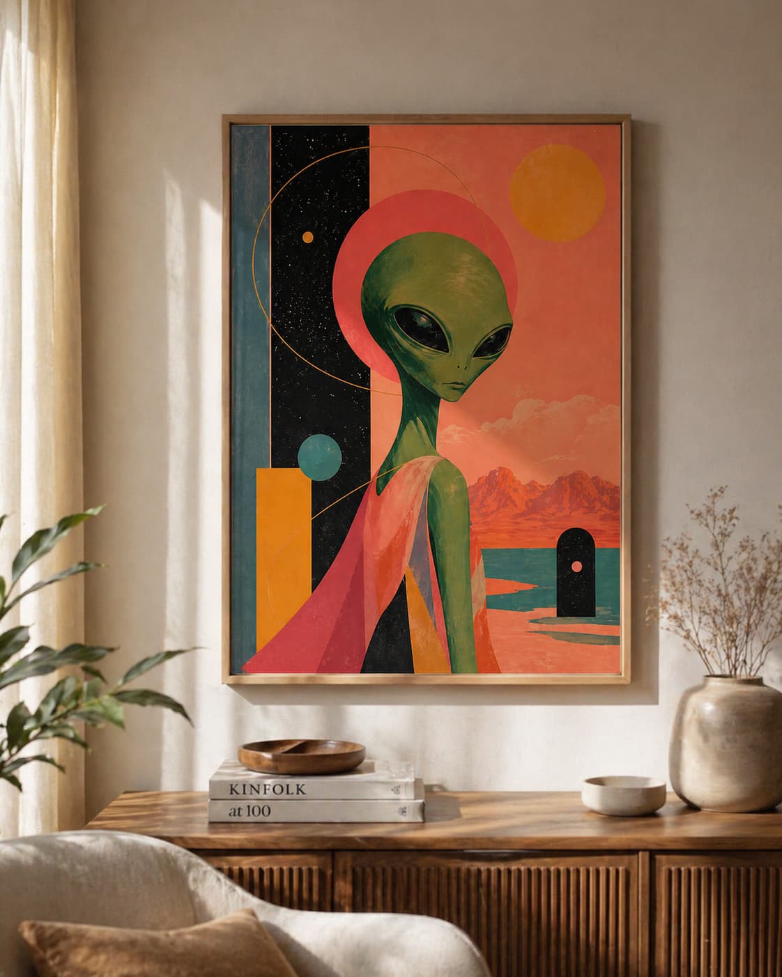 Retro Alien Uzay Temalı Sci-Fi Poster