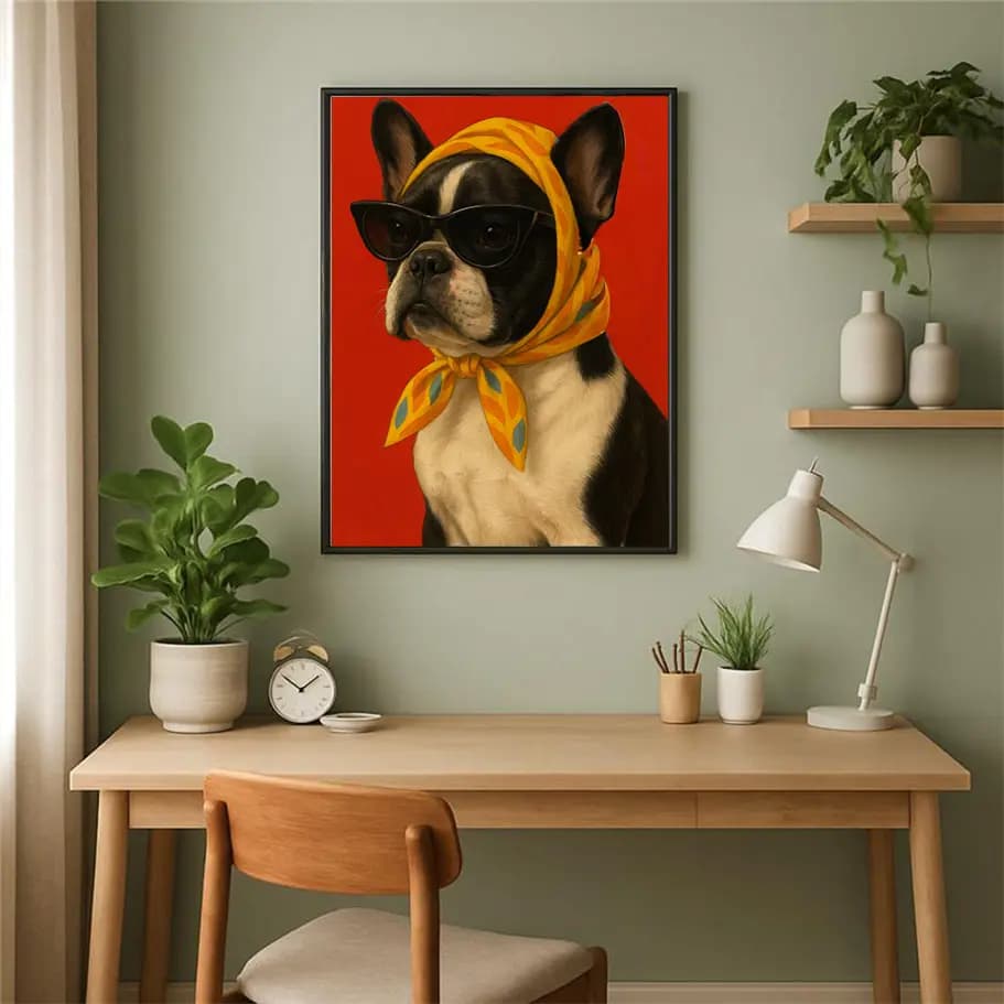 Güneş Gözlüklü Fransız Bulldog Poster