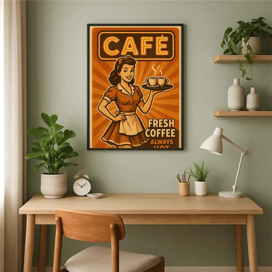 Retro Kafe ve Kahve Posteri