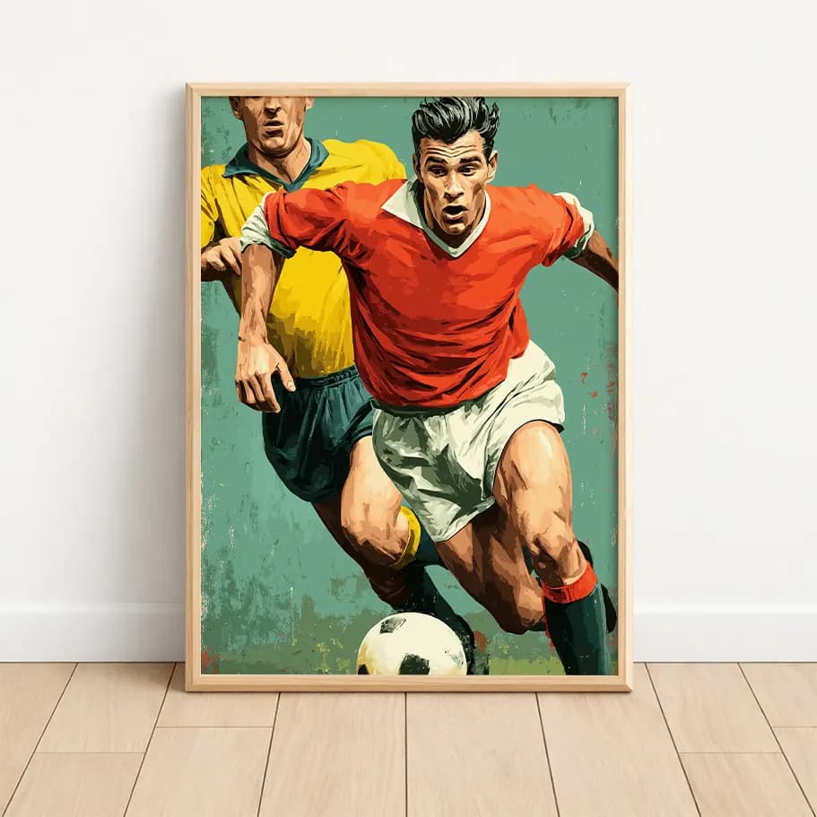 Vintage Futbolcu Posteri 