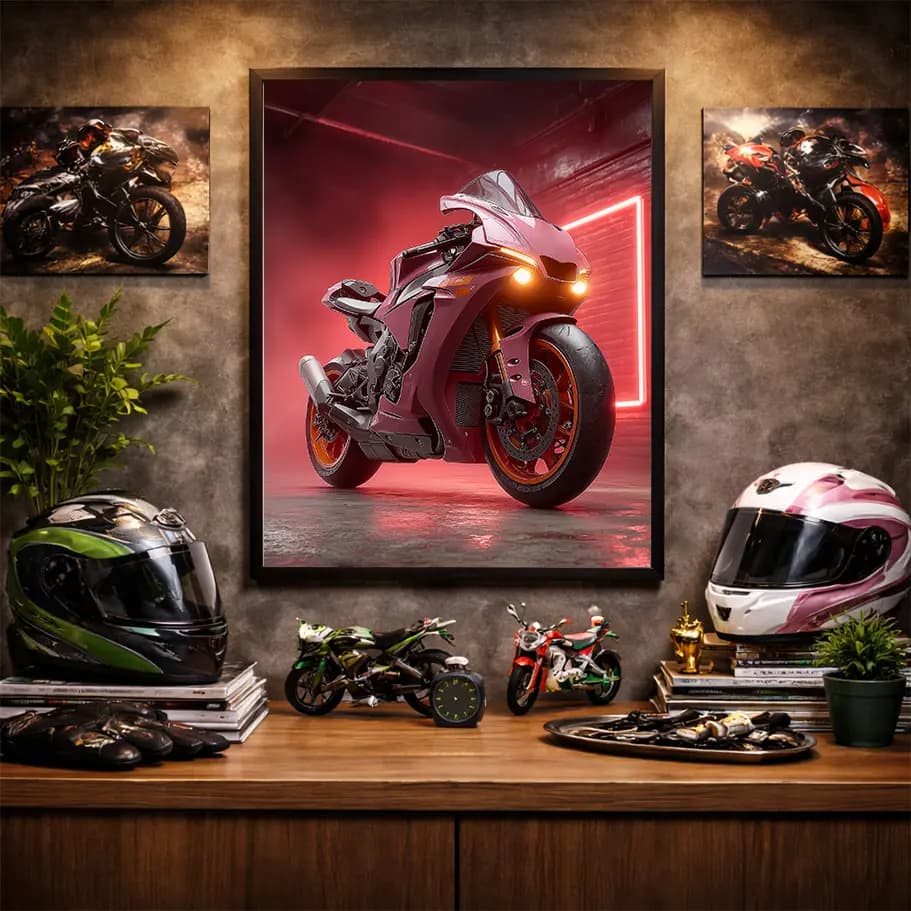 Bordo Spor Motosiklet Posteri