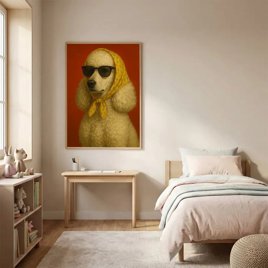 Şal ve Güneş Gözlüklü Poodle Poster