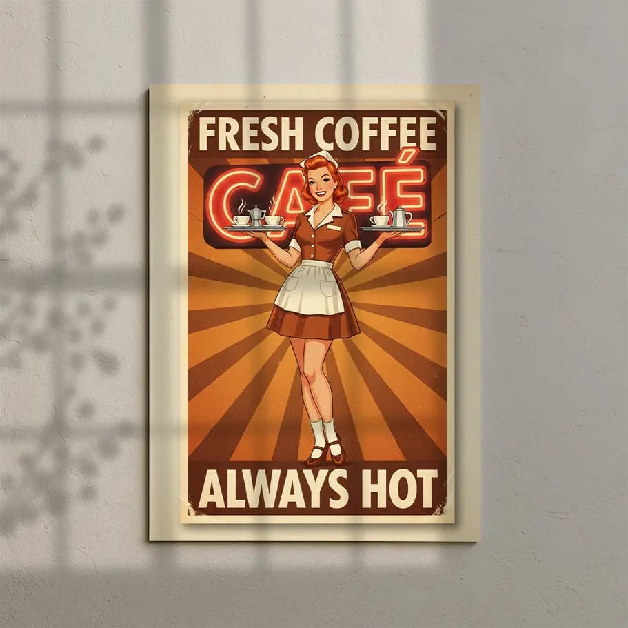Fresh Coffee Café Retro Posteri
