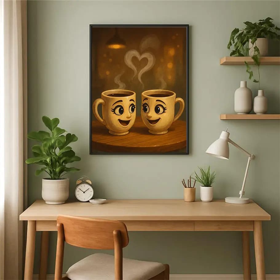 Kalp Buharlı Sevimli Fincan Çifti