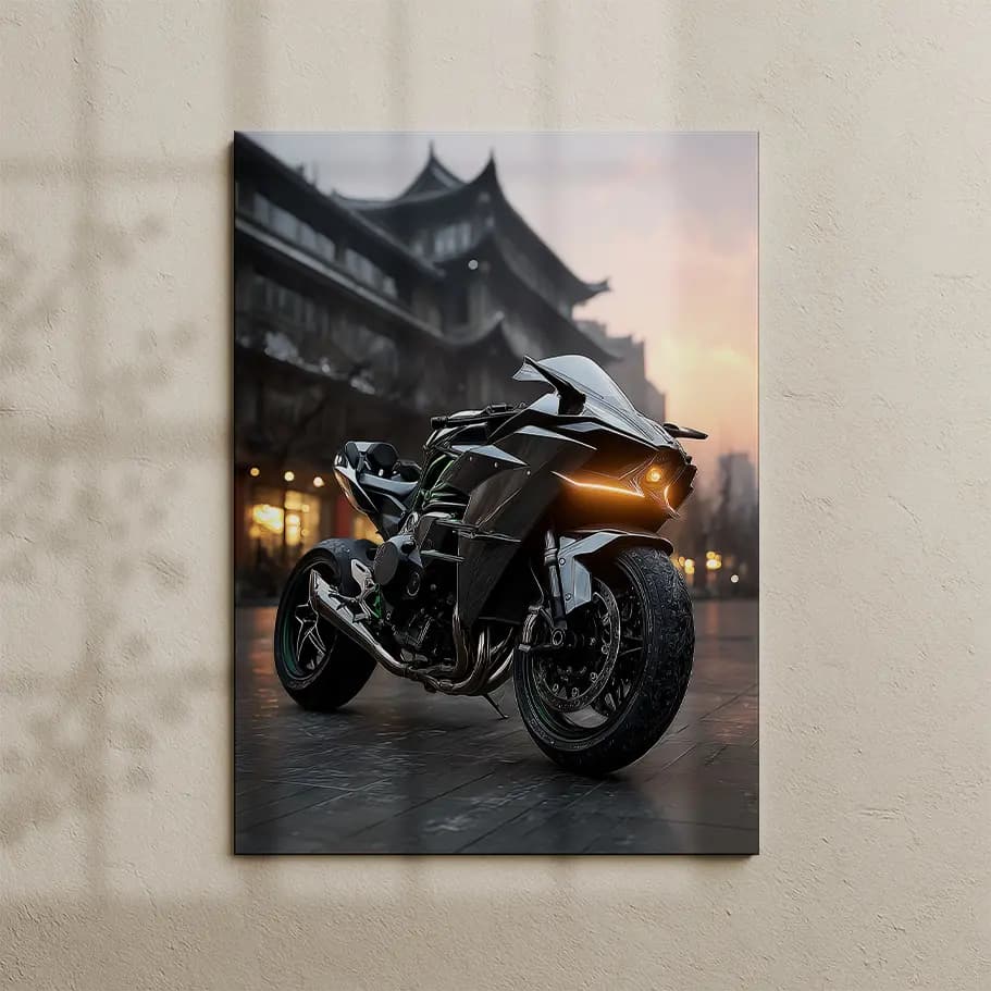 Siyah Spor Motosiklet Posteri 