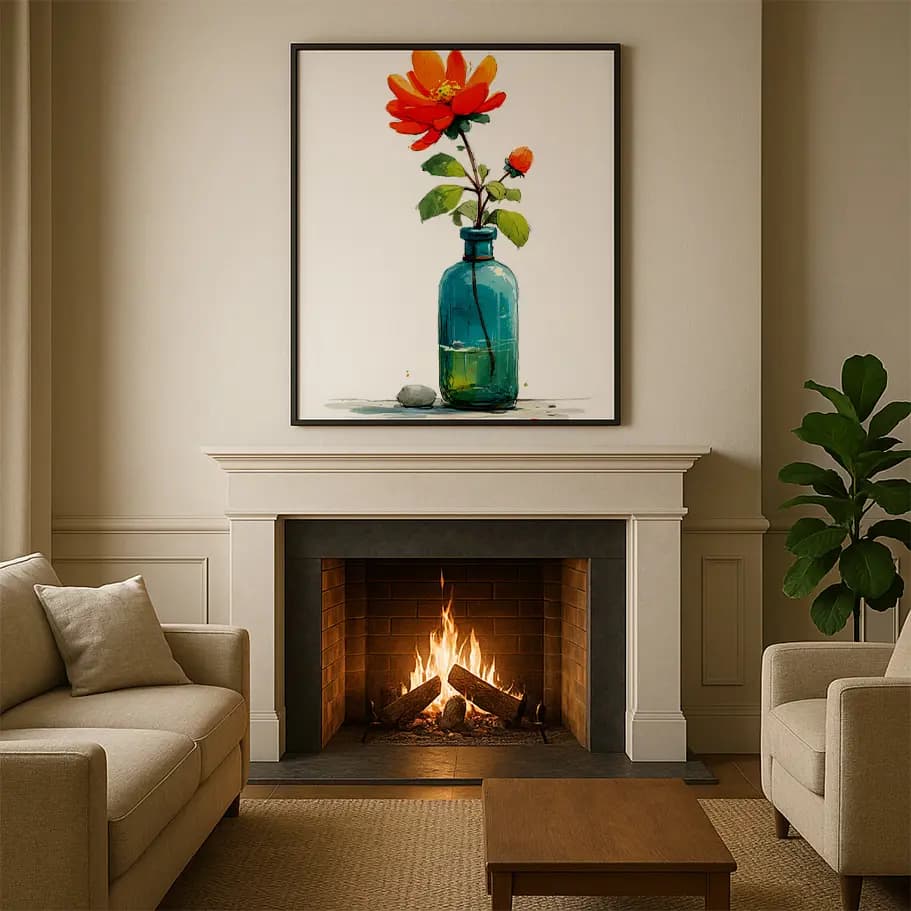 Suluboya Turuncu Çiçek Poster