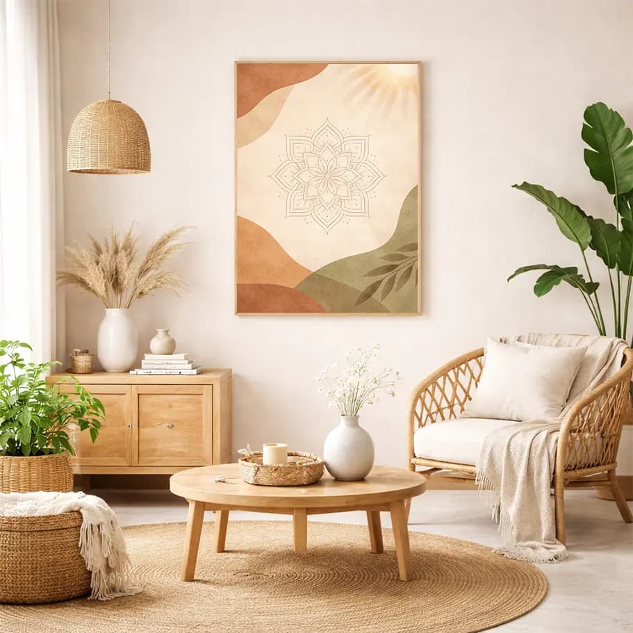 Modern Toprak Tonları Mandala Tablo Tasarımı