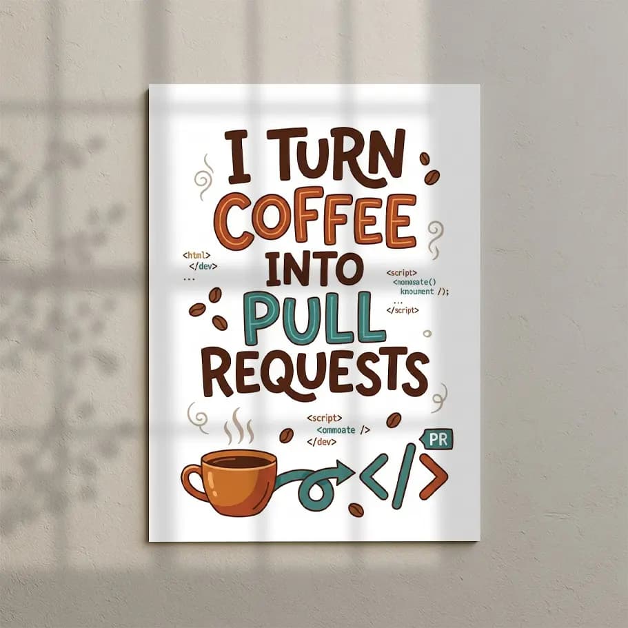 Yazılımcı Kahve ve Kodlama Temalı Poster