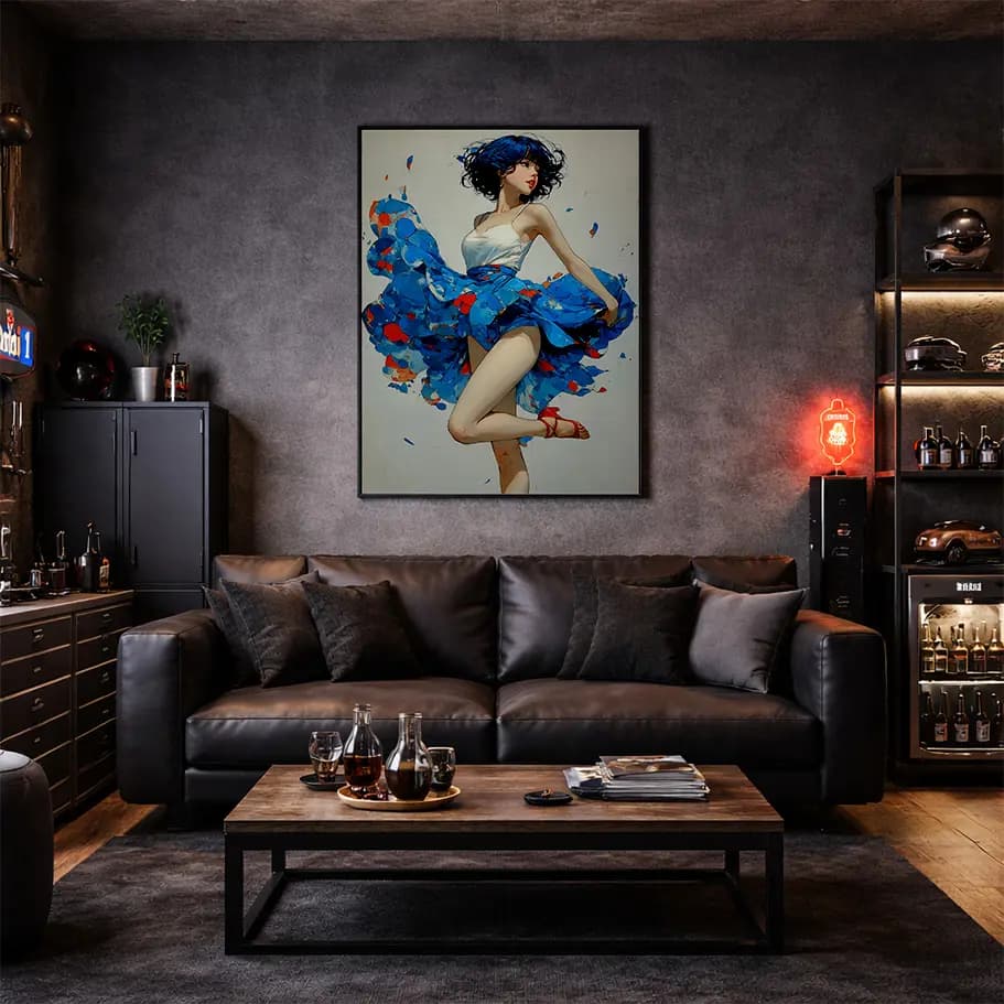 Mavi Elbiseli Kadın Posteri