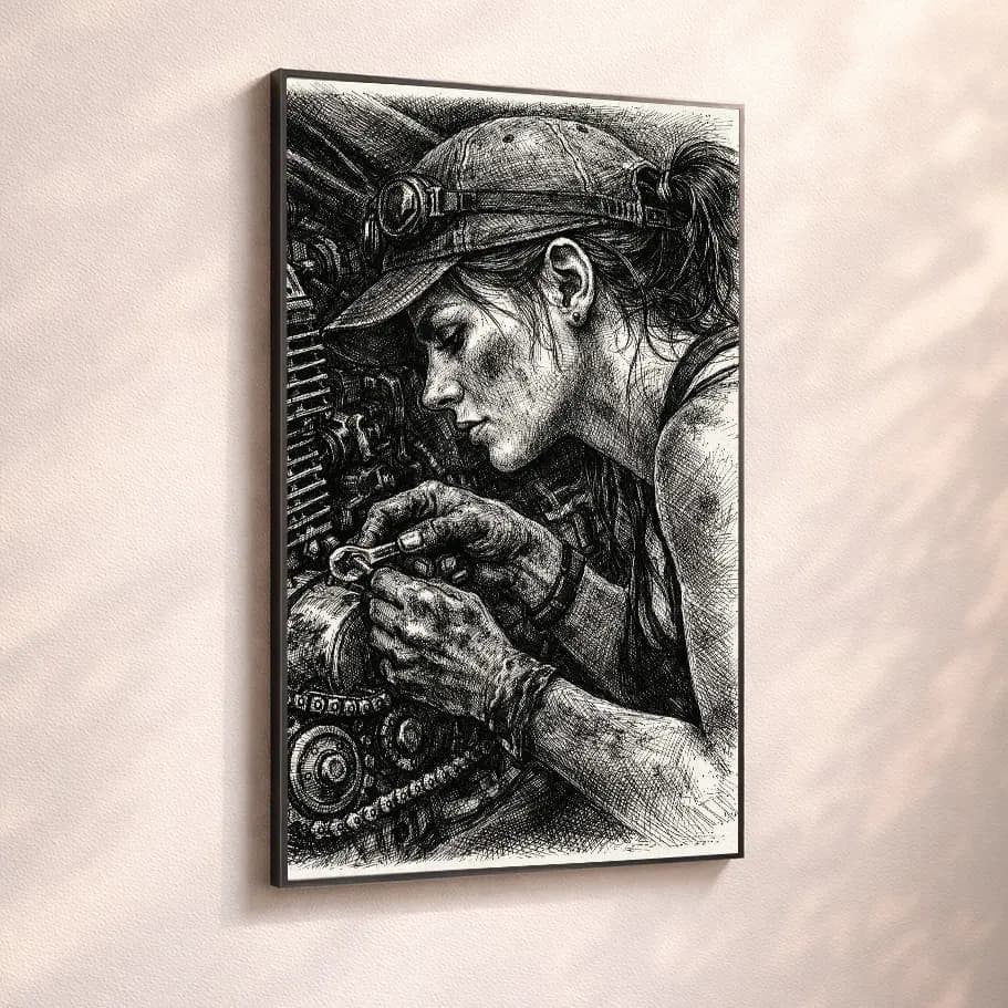 Karakalem Kadın Tamirci Posteri