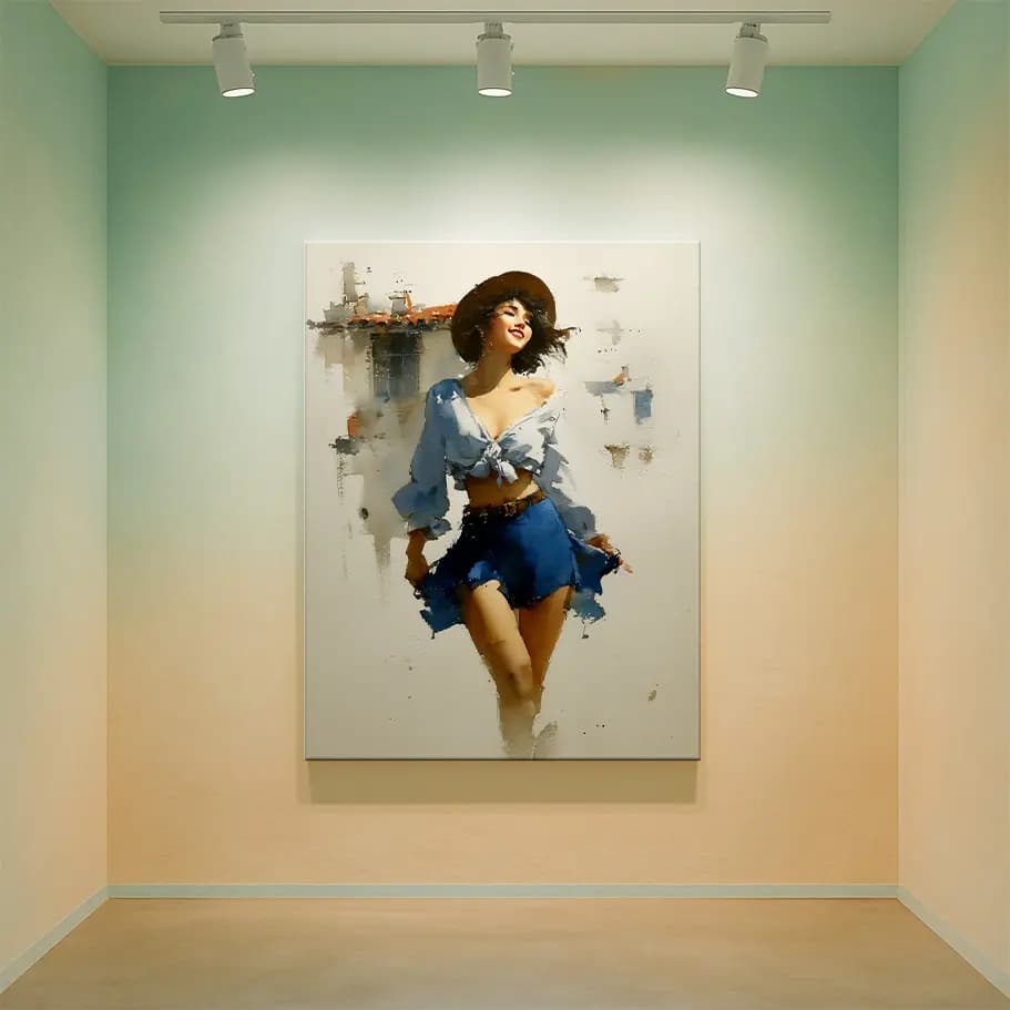 Şapkalı Kadın Suluboya Posteri 