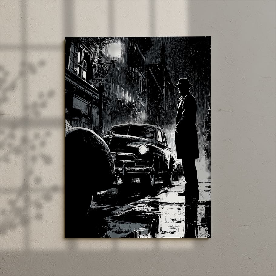 Yağmur Altında Dedektif Silüeti