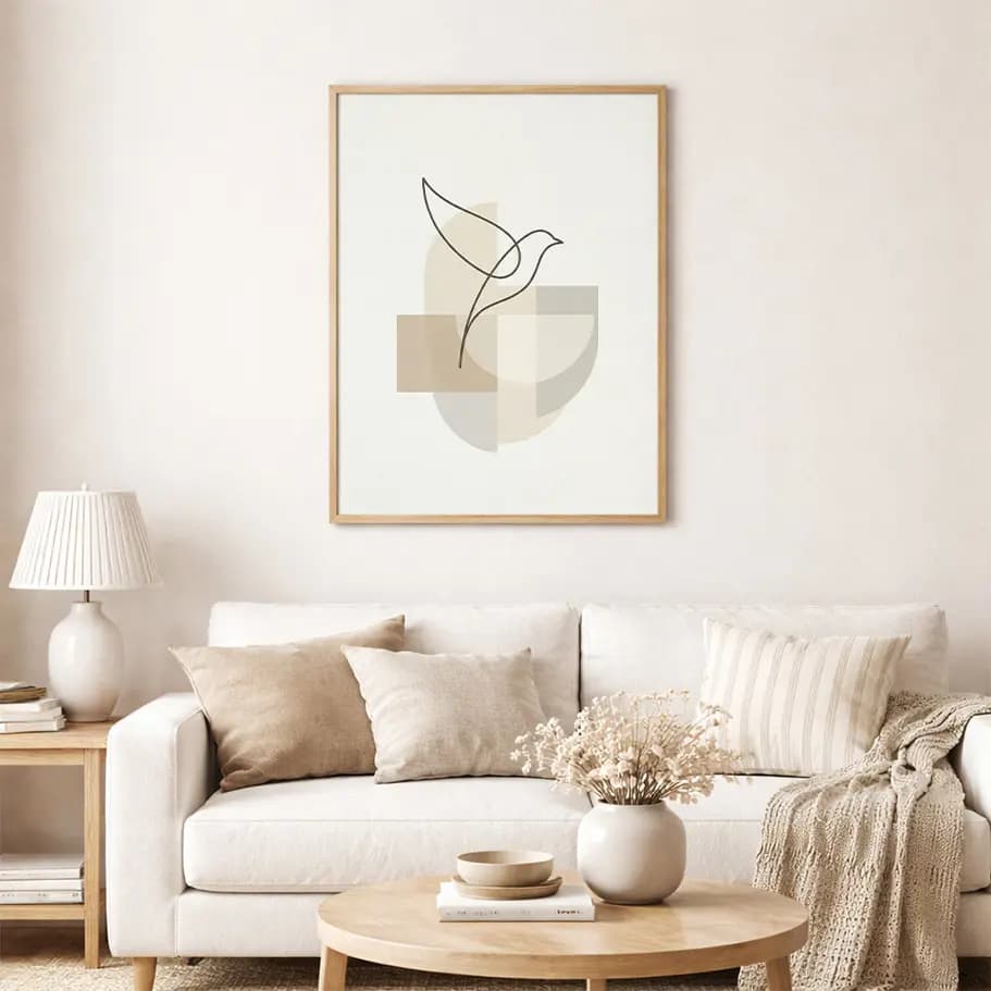 Minimal Kuş Çizimi Poster