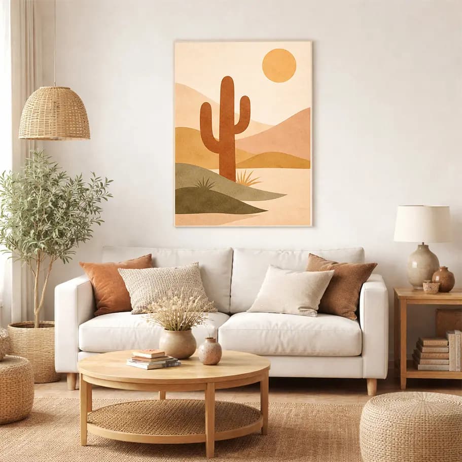Boho Kaktüs Çöl Posteri