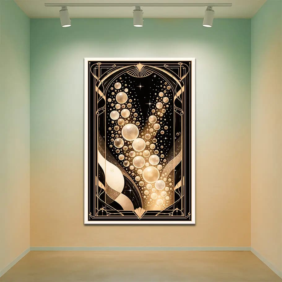 Altın Köpük Art Deco Poster | Lüks Siyah Altın Duvar Dekoru