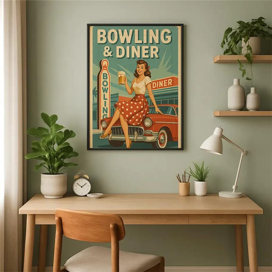 Retro Bowling & Diner Posteri